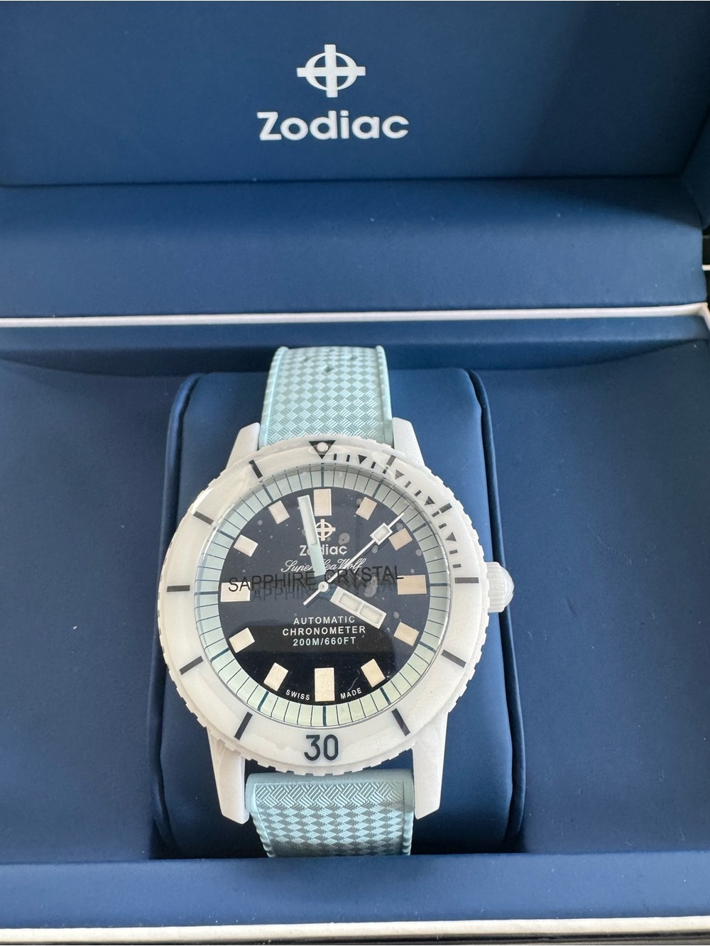 Zodiac Super Sea Wolf - Mint Green & Black Diver Watch